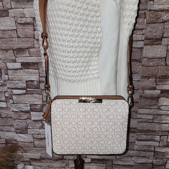 Calvin Klein Beige and Brown Crossbody Bag Brand New